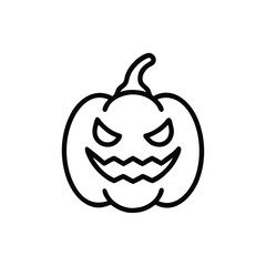 Spooky Halloween Pumpkin Outline Icon With An Evil Grin For Festive Designs And Decorations