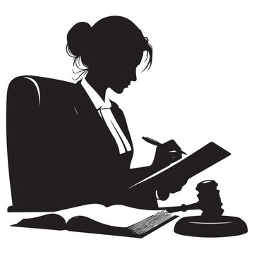 silhouette judge writing, gavel, law clip art preview