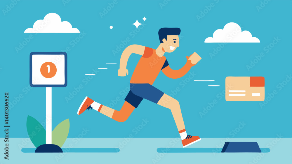 Poster marathon runner a race track where a runner ing a focused individual is interrupted by digital distr