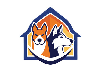 Home health care logo design template. Dog care home logo vector. Health care pet house logo design