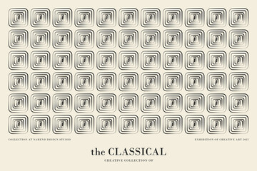 Retro Hand-Drawn Geometric Squares Pattern Seamless Vintage Desig
