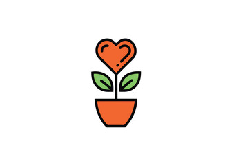 Ecology plant with heart logo template. Health care Logo Design vector illustration