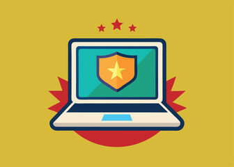 laptop computer with white blank empty display screen Minimalist concept vector illustration