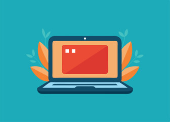 laptop computer with white blank empty display screen Minimalist concept vector illustration
