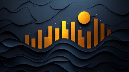 A professional logo for a financial advisory firm, incorporating a bar chart or pie chart icon within a circular design, using sophisticated colors like navy blue and gold