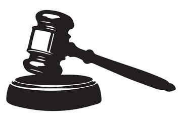 Silhouette of Gavel Hammer for Justice Law and Court Illustration Vector