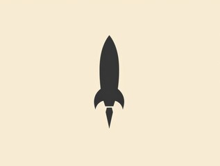 Fototapeta premium A minimalist representation of a simple rocket silhouette against a plain background