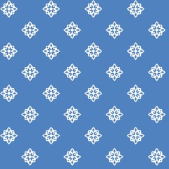 Seamless Vintage Floral Pattern design in white color on light blue Background