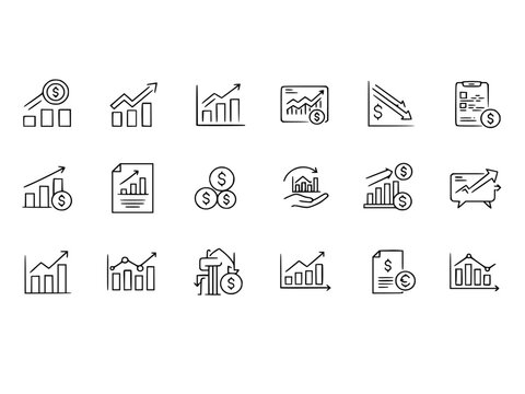 Increase and Decrease Finance concept line Editable Icons set. vector