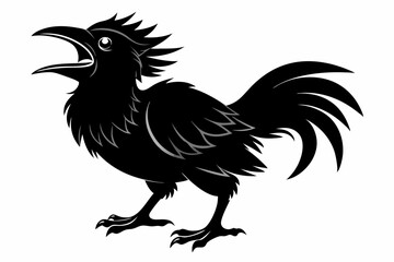 screaming piha bird silhouette black vector