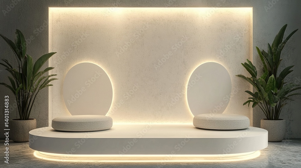 Aufkleber a minimalist white 3d podium display with soft lighting and falling shapes creates a clean and moder