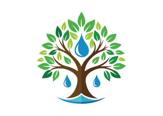 Fototapeta premium Leaf water drop colorful logo illustration. simple seed and water drop logo design concept