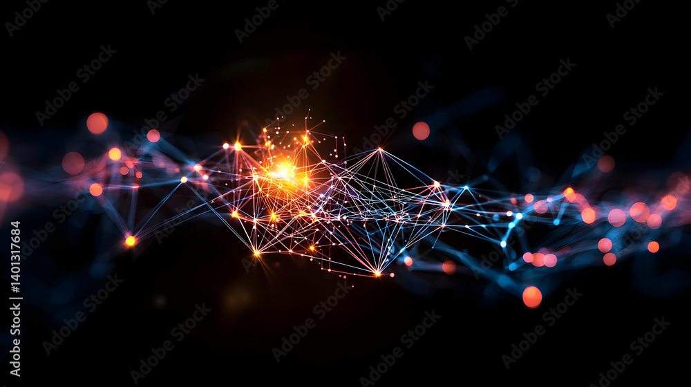 Poster abstract glowing data network design
