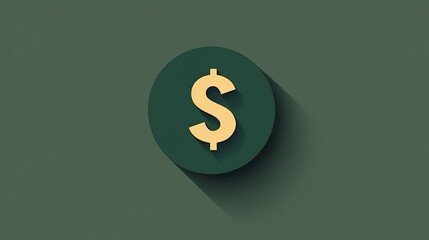 A simple and modern illustration depicting a gold dollar sign on a green circle, symbolizing wealth, prosperity, and financial success. This minimalist design is perfect for use in presentations, ...