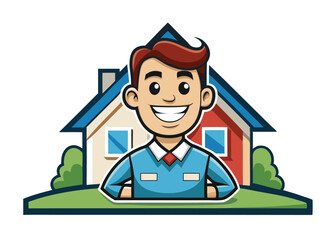 Real estate mascot logo design template  for construction architecture building