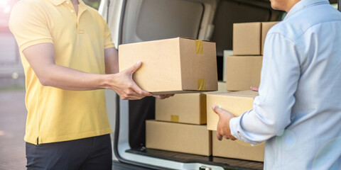 Business background. Logistics business ideas with online shopping and parcel ordering efficiently and quickly. Services, Transportation, E-commerce, Online Shopping
