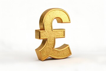 Fototapeta premium Golden Textured Pound Currency Symbol Isolated On White Background Representing British Economy Finance Wealth Investment And Exchange Rates, pound, currency, symbol, golden, money, british, england