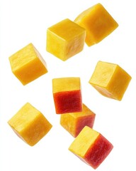 Floating cheese cubes,  various colors