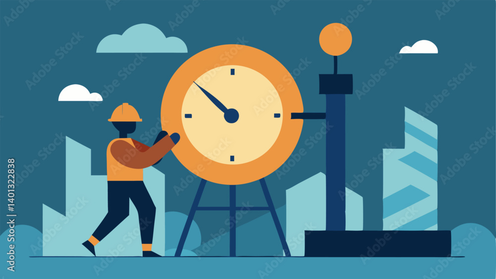 Poster long hours an showing a clock with hands pointing to late evening while a worker is shown toiling on