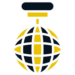 Disco Ball, Black and Yellow Design Disco Ball, Disco Ball Line Icon