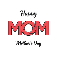 Happy Mothers Day with Stylish Red MOM Typography in Minimal Vector Art