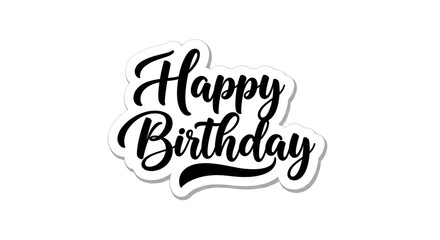 A stylish Happy Birthday message, elegant calligraphy with a retro feel on a white background.