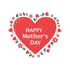 Heart design with floral elements in flat style for Mothers Day vector art