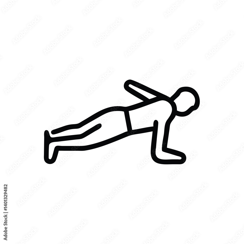 Poster minimalist line art illustration of a person doing a push up exercise