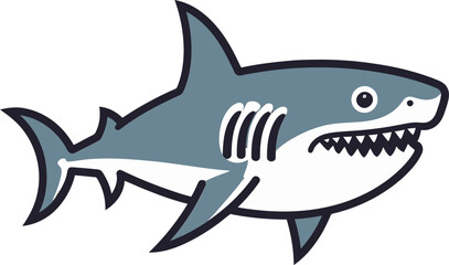 Obraz premium Shark Illustration for Marine Life Shark Swimming Through Waves