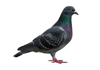 Obraz premium Isolated pigeon bird urban wildlife standing full body view isolated on white background