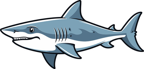 Fototapeta premium Shark with Gliding Fins and Tail Shark with Transparent Water