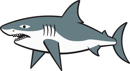Fototapeta premium Shark with Transparent Water Shark with Tail and Fins Up