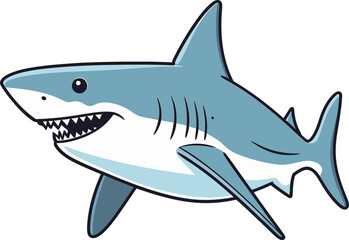 Obraz premium Shark Illustration with Sharp Eyes Shark with Gliding Fins and Tail