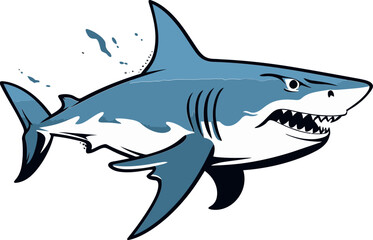 Naklejka premium Shark Design with Rising Tail Shark Swimming Among Fish