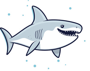 Fototapeta premium Shark in Water with Water Splashes Shark with Open Mouth and Teeth