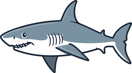 Fototapeta premium Shark Design for Animal Welfare Shark in Ocean Waters with Clear Fin