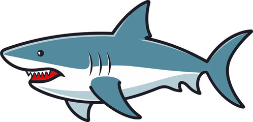 Obraz premium Shark in Ocean Waters with Clear Fin Shark with Tail Up and Fins Down