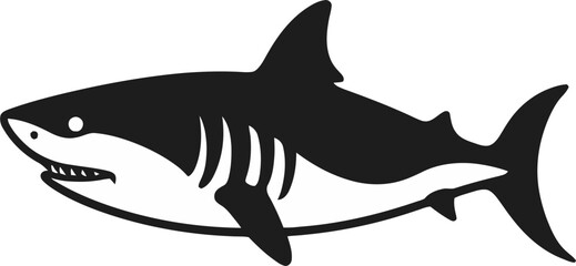 Fototapeta premium Shark Design for Deep Sea Exploration Shark with Fins and Teeth Vector
