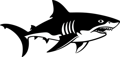 Fototapeta premium Shark with Teeth and Fins PNG Shark in Water with Big Eyes