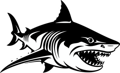 Obraz premium Shark in the Wild Ocean Shark with Sharp Jaws and Teeth