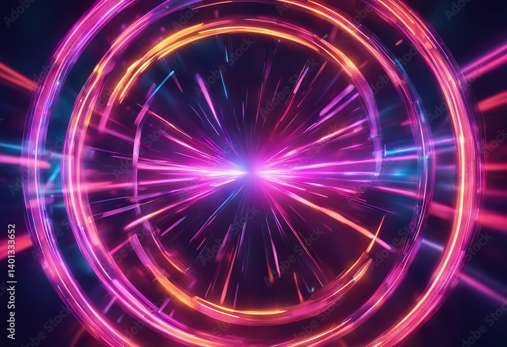 Wall mural modern glow vibrant illustration neon empty advertising round circle vector space flare card frame b