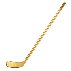 A gleaming golden hockey stick isolated on a transparent background this image is perfect for sports awards or luxury themed projects the metallic texture is highly detailed