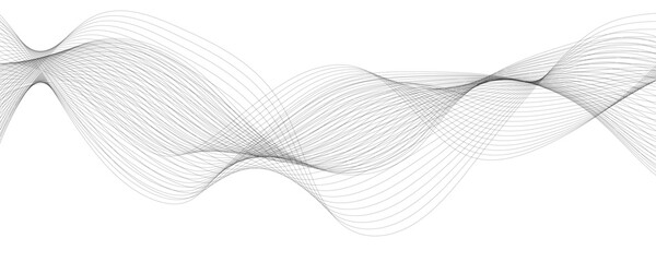 Abstract wave blend lines on transparent background. Design for banner, wallpaper,  Stylized line art background. Vector illustration. Wave with lines created using blend tool. Curved wavy line,  