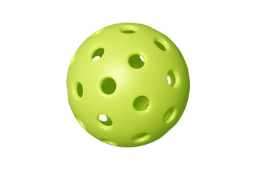 Green pickleball ball on an isolated background. 3d rendering