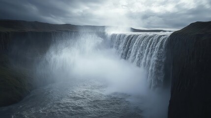 Obraz premium Majestic waterfall misty landscape