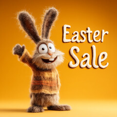 Obraz premium Easter bunny and text Easter sale. Easter newsletter, a social post about the Easter sale.