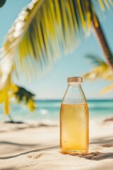 Obraz premium Refreshing summer drink enjoying tropical beach scenery
