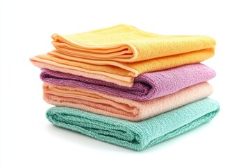 A stack of towels isolated on white background