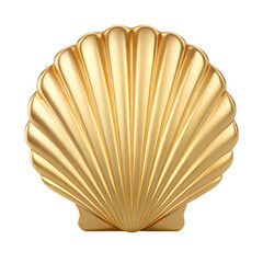 A lustrous golden scallop shell isolated transparent background this 3d rendered image showcases a beautiful shiny gold seashell perfect for luxury or summer designs