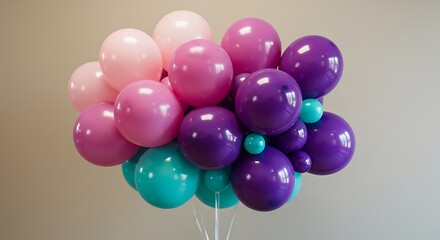 Pastel Balloon Bouquet: Pink, Purple, Teal